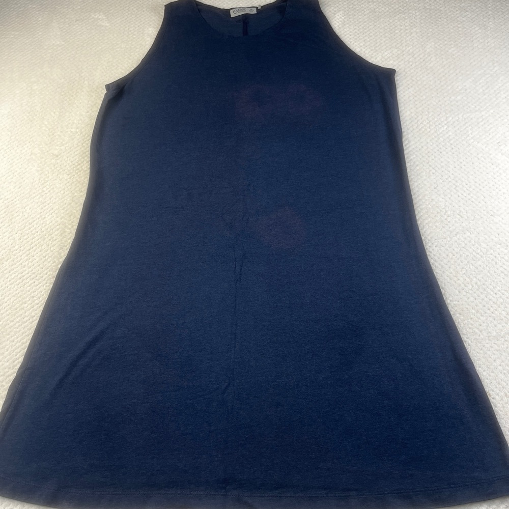Tasc Performance Navy Blue Organic Cotton Bamboo Sleeveless Shift Dress Womens M